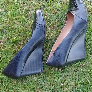 Wedge heel leather